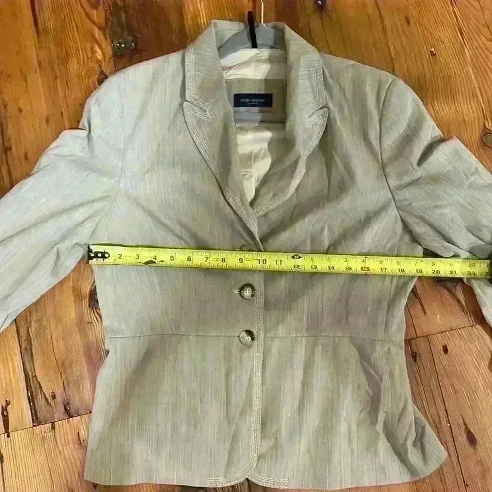 Piazza Sempione Tan double stitched pure wool blazer size large made in Italy - Picture 9 of 11